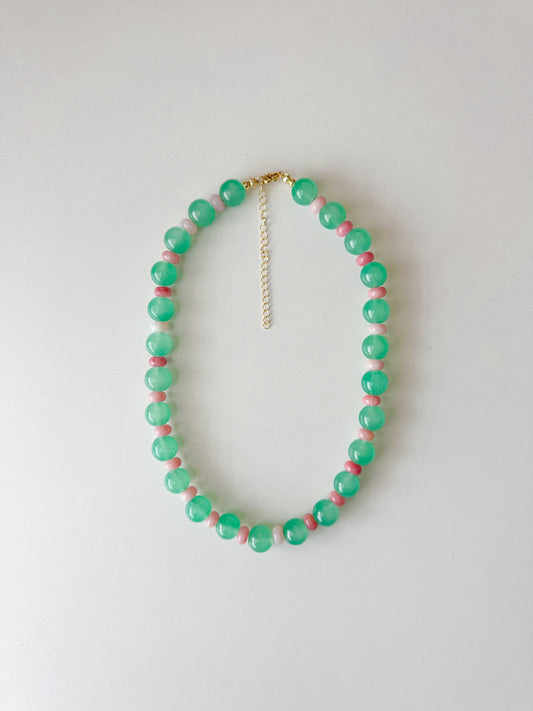 A Statement Necklace - Green/Pink!