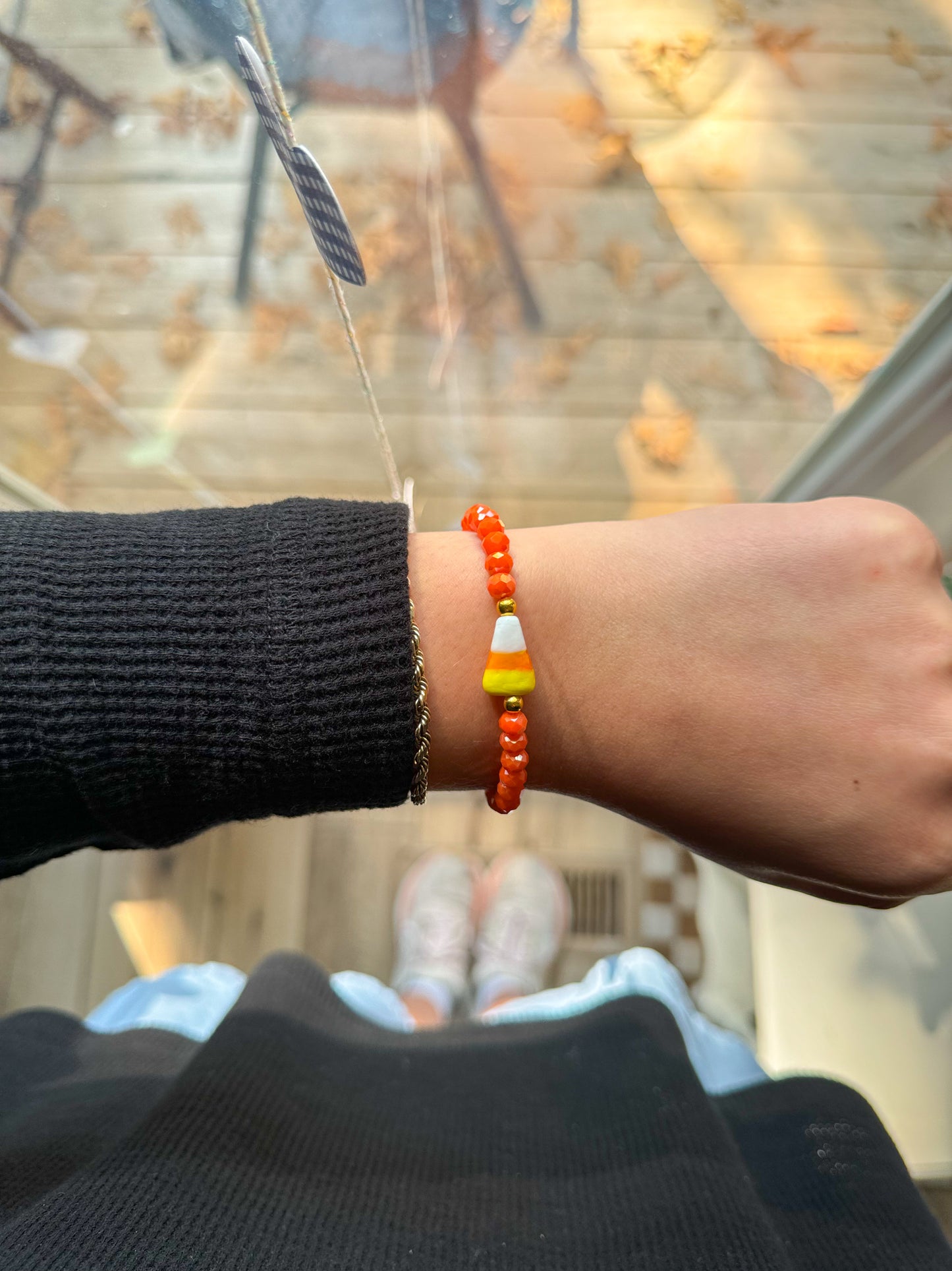 🎃 Orange Sparkle Candy Corn Bracelet!